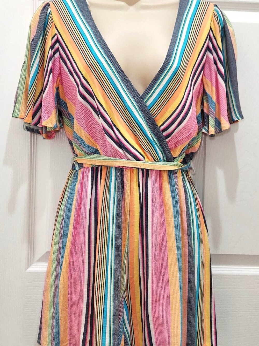 NEW Women's Blue Rain Striped Romper Cruise Collection🛳️ Medium